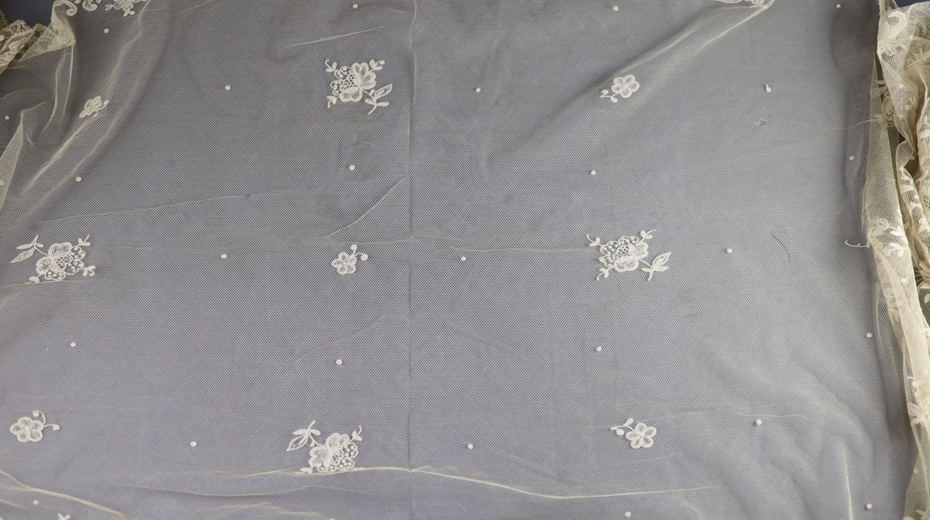 A 19th century needle-run net stole, with a letter of provenance: given as a gift by Queen Victoria